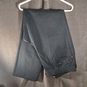 Point Zero Black Straight Wide Leg Stretch Dress Jeans Pants 5 Pocket VG 42W/34L